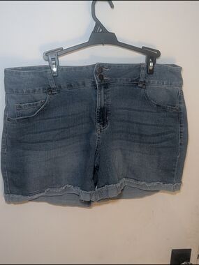 d. jeans Women's Light Blue Denim Shorts with Frayed Hem